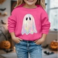 thumbnail image 2 of Tfken Halloween Kids Girls Sweatshirt Crew Neck Long Sleeve Cartoon Print Pullover Sweater Comfortable Pink Tops Size 3-4 Years, 2 of 4