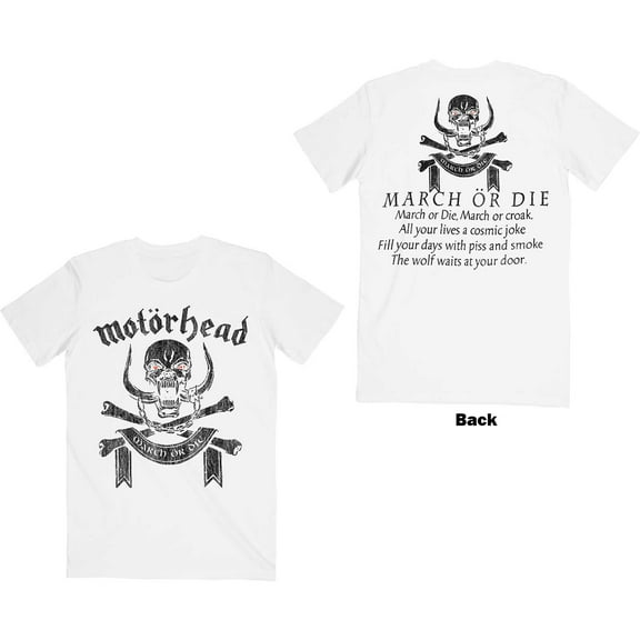 Motorhead Unisex T-Shirt March or Die (Back Print) (Small)