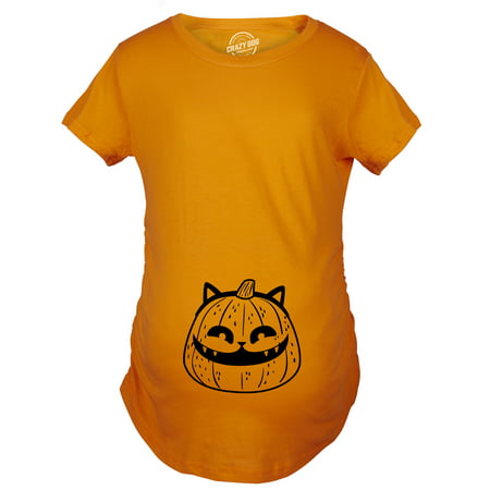 Maternity Pumpkin Cat Pregnancy Tshirt Funny Halloween Kitty Tee For Mom To Be