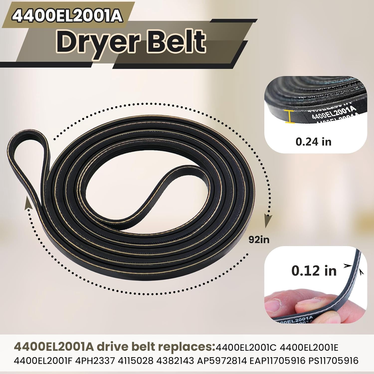 Upgraded Dryer Repair Kit Compatible with Samsung Dryer Roller Replacement Kit, for DC97-16782A Dryer Roller, DC93-00634A Idler Pulley, 6602-001655 Belt (6 Roller White Spacer)