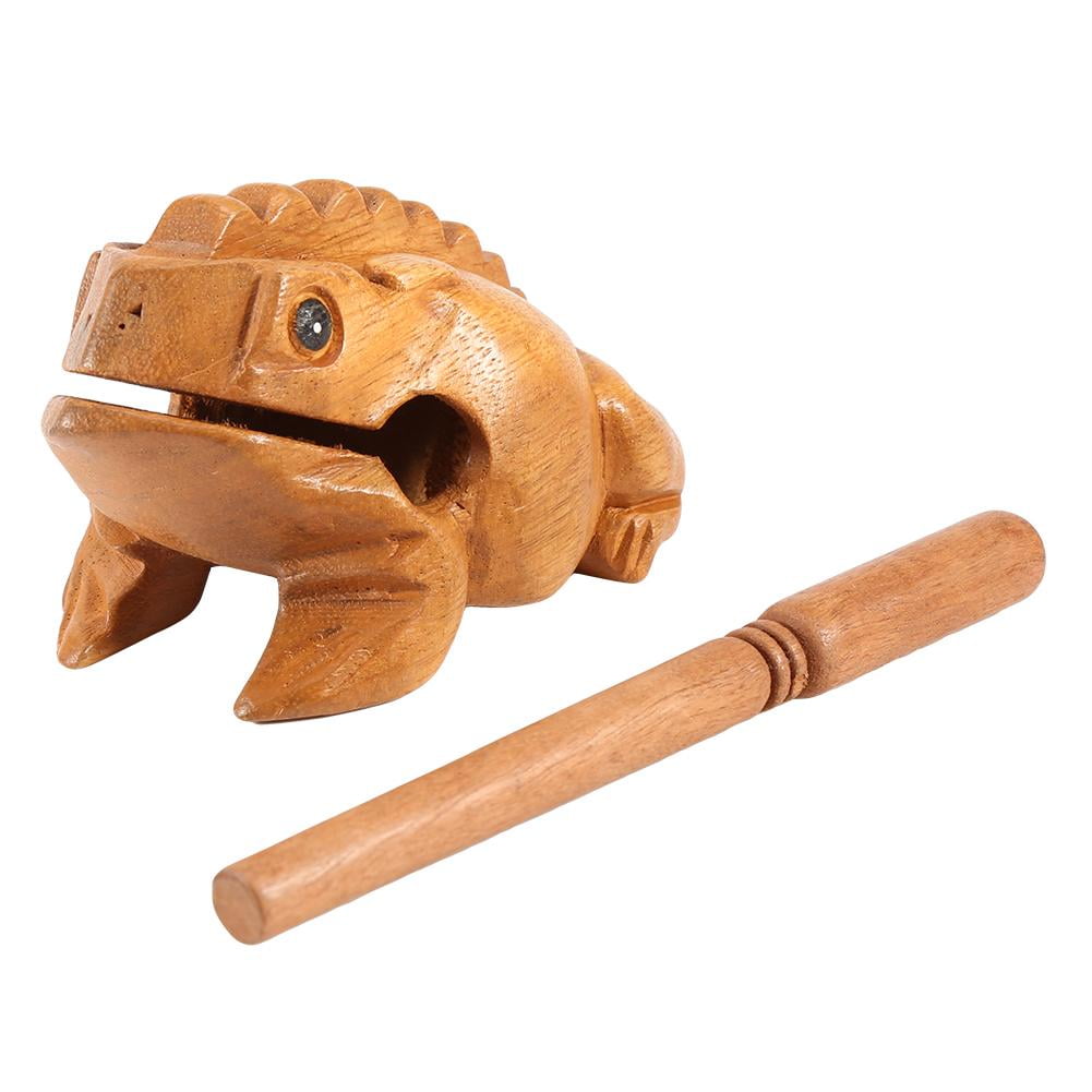 Wooden Frog Carved Wood Croaking Instrument Musical Sound Frog Kid Toys KI 