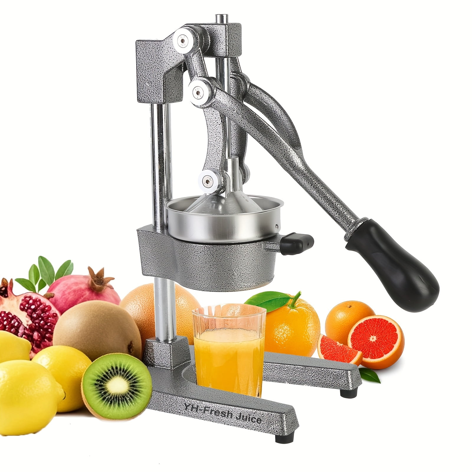 Professional Manual Hand Press Juicer Machine - Heavy-Duty Commercial/ Citrus Lemon, Orange, Lime & Pomegranate Juicer with 304 Stainless, Easy-Clean Parts & Lever Press for Juice Extraction (Gray)