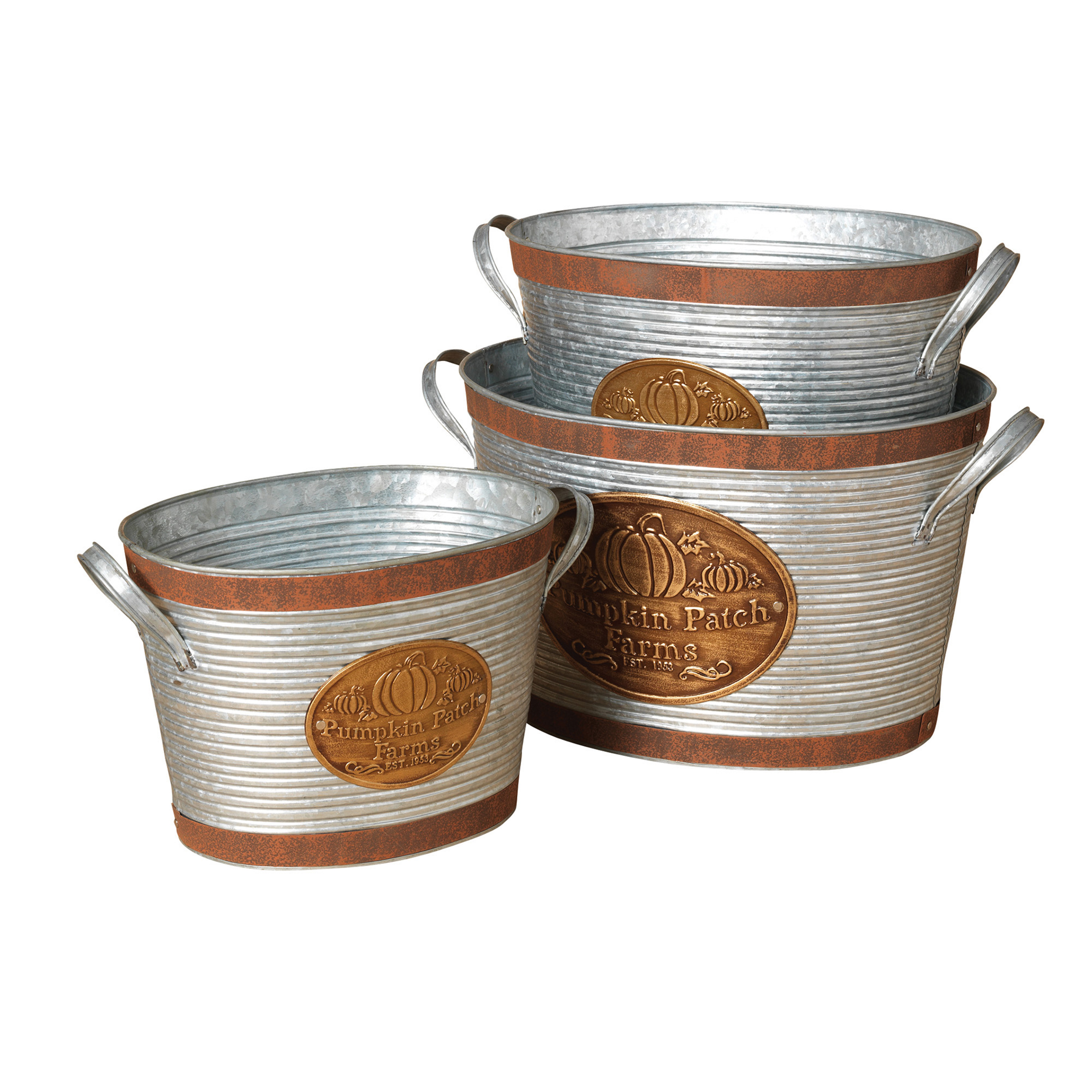 Gerson International Galvanized Harvest Buckets Set of 3