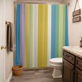 thumbnail image 3 of Blue Yellow Green Striped Shower Curtain - Water Repellent Fabric Shower Curtains Washable, Farmhouse Elegant Stripes Decorative Polyester Cloth Bathroom Curtains Modern Bath Decor 36"x72", 3 of 8