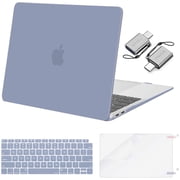MOSISO Compatible with 2022 - 2018 MacBook Air 13 inch Case A2337 M1 A2179 A1932 Retina Display Touch ID, Plastic Hard Shell Case&Keyboard Cover&Screen Protector&Type C Adapter, Lavender Gray