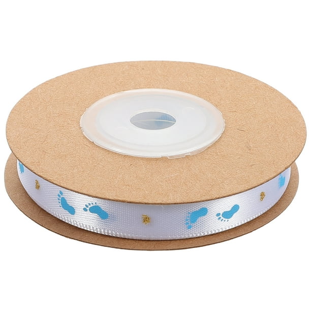 KAKOWELY 1 rollo de cinta con estampado de huellas para manualidades, regalos de cumpleaños, cinta de poliéster para hacer moños y embalar para baby showers.