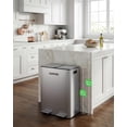 thumbnail image 3 of Dual Trash Can 16 Gallon 60L Stainless Steel Garbage and Recycling Can with Foot Pedal for Kitchen, Living Room, Office, Removable Inner Buckets Soft Close Lid Odor Proof, Garbage sorting, 3 of 9