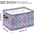 thumbnail image 3 of Large Foldable Storage Bin Mermaid Fish Scale Fabric Storage Baskets Collapsible Decorative Baskets Organizing Basket Bin with PU Handles for Shelves Home Closet Living Room-2Pack Decor Gifts, 3 of 7