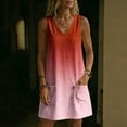 thumbnail image 5 of QUNYINEY Gradient Womens Sun Dresses Mini Sleeveless A Line Summer Tank Dress Vacation V-Neck with Pockets Loose Fit Dresses, 5 of 7