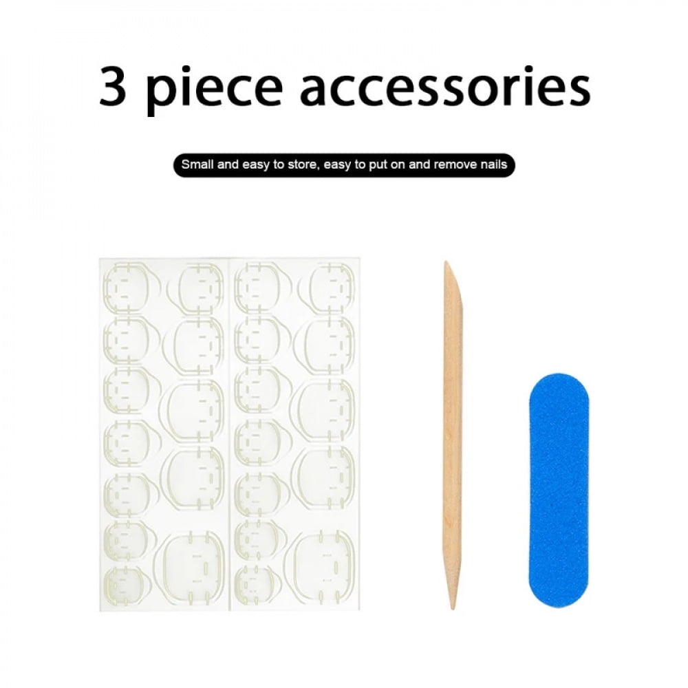 24pcs/box Fake Nails Press on Reusable with Designs Set French Artificial Aurora Diamond False Tipsy Stick-on Nails Tips Art