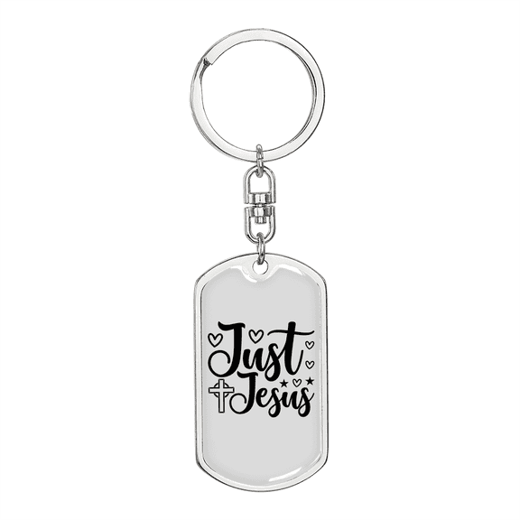 Just Jesus Stainless Steel or 18k Gold Premium Swivel Dog Tag Keychain