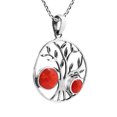 thumbnail image 2 of Bountiful Tree of Life Red Coral Sterling Silver Round Pendant Necklace, 2 of 6