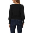 thumbnail image 3 of Allegra K Women's Long Sleeve Round Neck Smock Waist Blouse Tops, 3 of 5