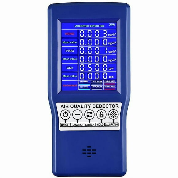 Portable Multifunctional Carbon Dioxide Detector CO2 Gas Analyzer PPM Gas Analyzer Air Quality Meter Model: Blue