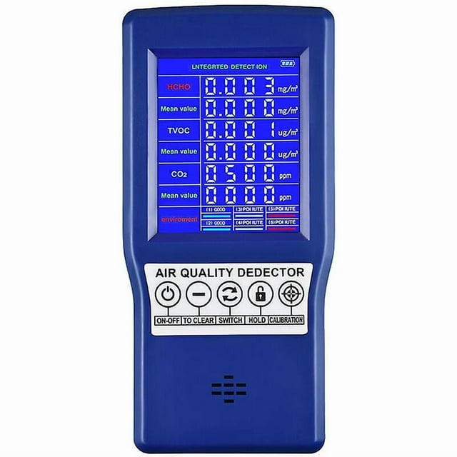Portable Multifunctional Carbon Dioxide Detector CO2 Gas Analyzer PPM Gas Analyzer Air Quality Meter Model: Blue