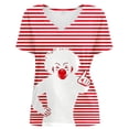thumbnail image 4 of Lkhaha Women's T Shirts Fashion Casual Stripe Print Soft Breathable Basic Slim Undershirts Red 5XL, 4 of 4