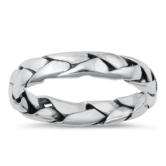 High Polished Woven Ring .925 Braided Sterling Silver Band Jewelry Female Male Unisex Size 6