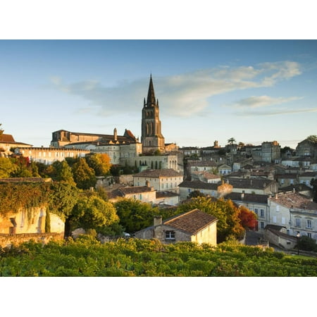 France, Aquitaine Region, Gironde Department, St-Emilion, Wine Town, Town View with Eglise Monolith Print Wall Art By Walter