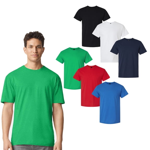 Gildan Light Cotton Men's Assorted T-Shirt, Short Sleeve Mix Color Tee, Crew Neck, Pack of 6, S