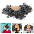 thumbnail image 3 of KAKOWELY Peluca gris con calvicie para hombre, corta y rizada, para disfraz de Halloween, con calva, peluca sintética para cosplay de anciano, ideal para fiestas navideñas., 3 of 5