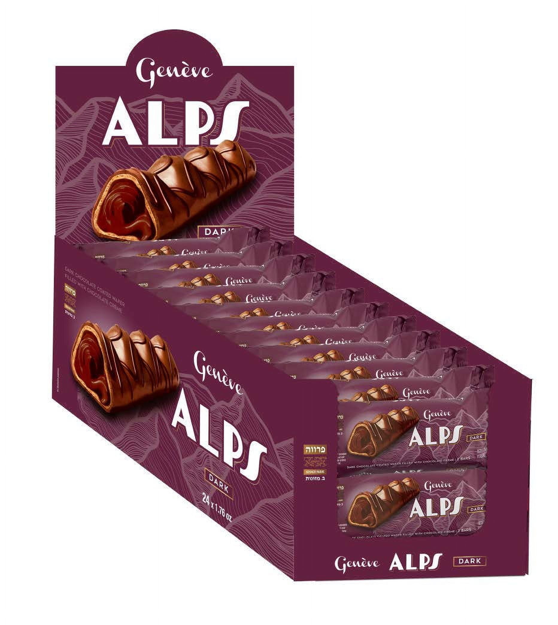 D - Gaufrette enrobée de chocolat fourrée Alps avec crème C, paquet de 2 Geneve D - Gaufrette enrobée de chocolat fourrée Alps avec crème C, paquet de 2