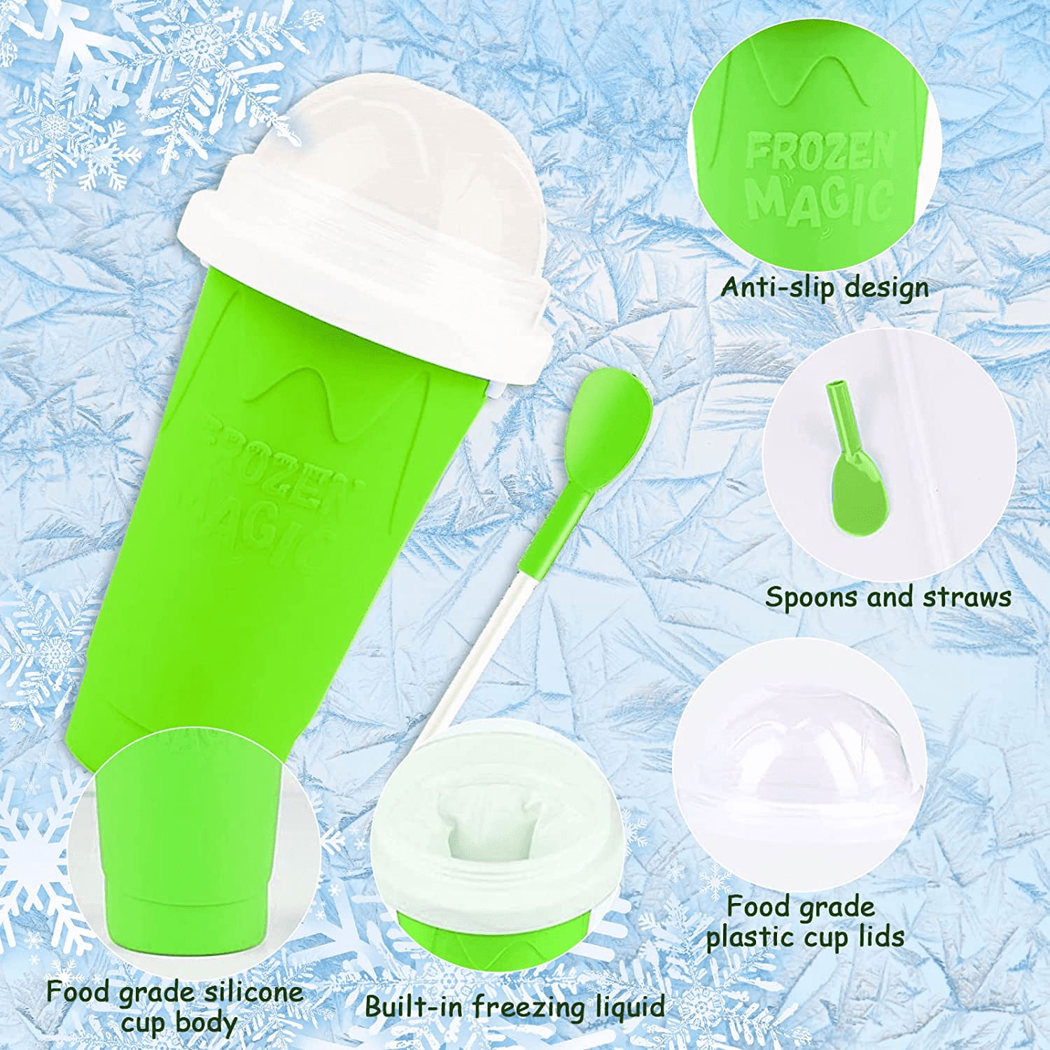Magic Frozen Cup Bottle for Smoothie Slushy Machine Ast Cooling Magic Ice  Cream Water Bottle Squeeze Homemade Juice Container