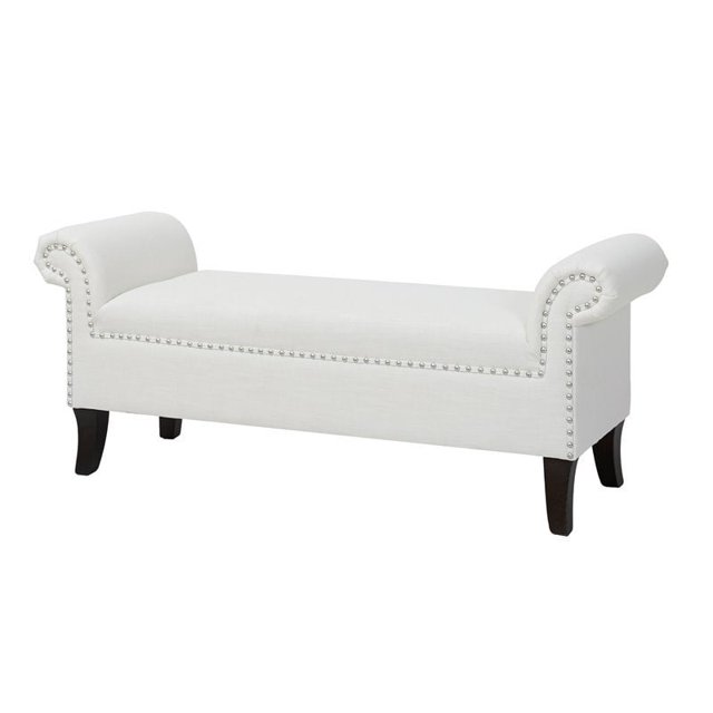 Banc d'Appoint pour Entrée à Accoudoirs Roulés Kathy Blanc Lumineux