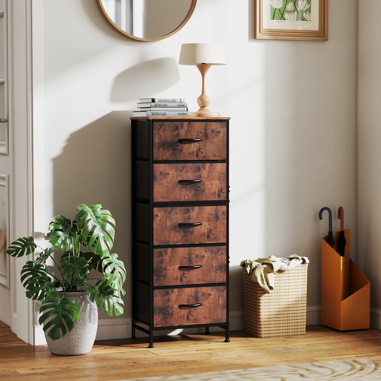 CONCETTA 5 Fabric Storage Cabinet, TV Stand, Clothing Storage, Living Room And Bedroom, Rust