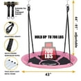 thumbnail image 5 of Hishine 43" 700LBS Saucer Tree Swing for Kids, Waterproof Flying Saucer Swing with A Swivel, Hanging Straps, Adjustable Ropes, Round Mat Spinner Swing for indoor/playground swing set,Pink, 5 of 7