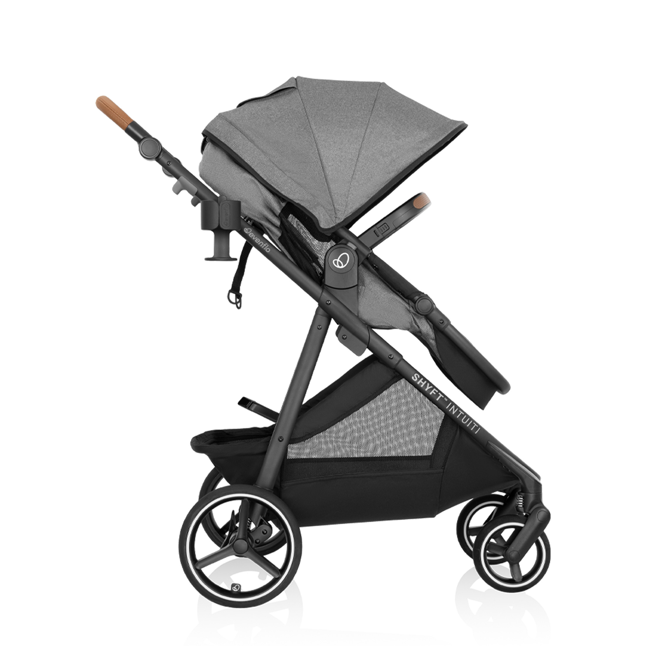 Evenflo Shyft Intuiti Travel System with Revolve180 LiteMax NXT Rotating Infant Car Seat, Fossil Gray