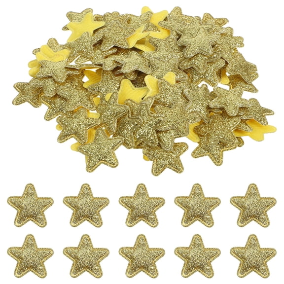 ELAYARD 100PCS Rhinestone Star Patches Golden Cloth Decorative Appliques for Costumes