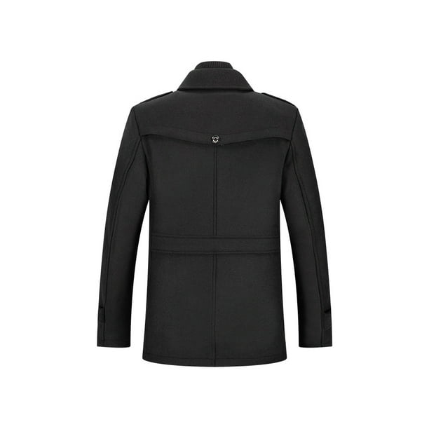 Abrigo de invierno para hombre abrigo corto de lana abrigo de lana de longitud media chaqueta corta de invierno con cuello doble extraible para negocios ocio al aire libre chaqueta ajustada