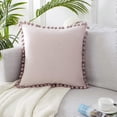 thumbnail image 2 of Set of 2 Pom Pom Velvet Cushions Solid Color Pillow, 2 of 5