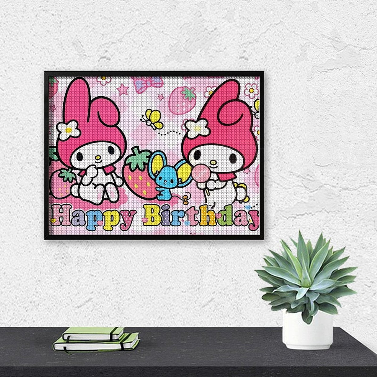 My Melody Diamond Painting Horizontal (Square Diamond) (Canvas), A Craft For Beginners, Suitable As A Gift Or Home Wall Decoration 12"x16"