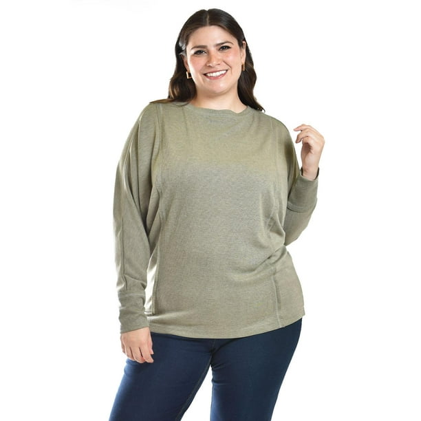 Blusa Con manga kimono Roman Fashion Tallas Extras 1041 Verde militar Talla 40
