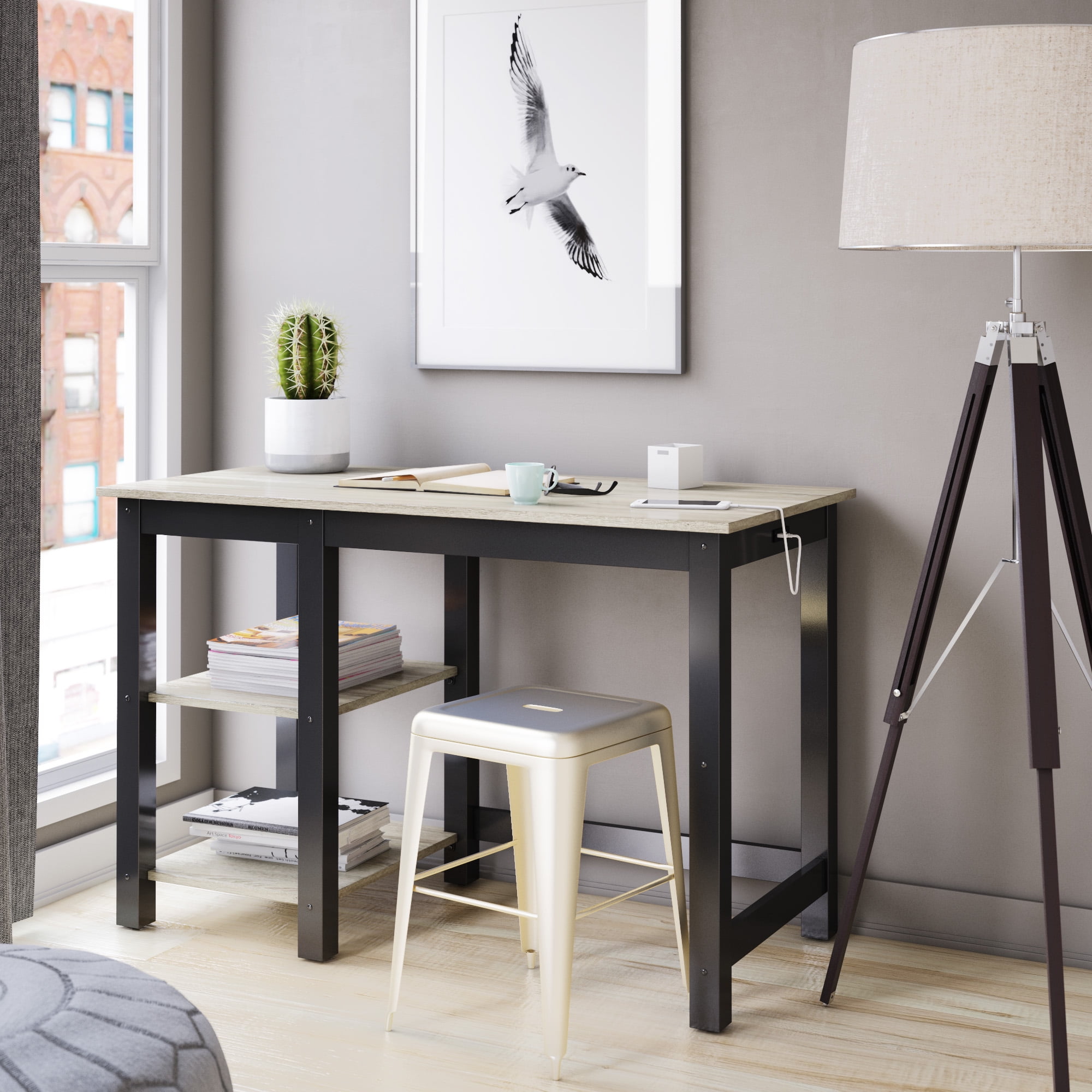 Better Homes & Gardens Rustic Computer Desk with USB Charging Ports