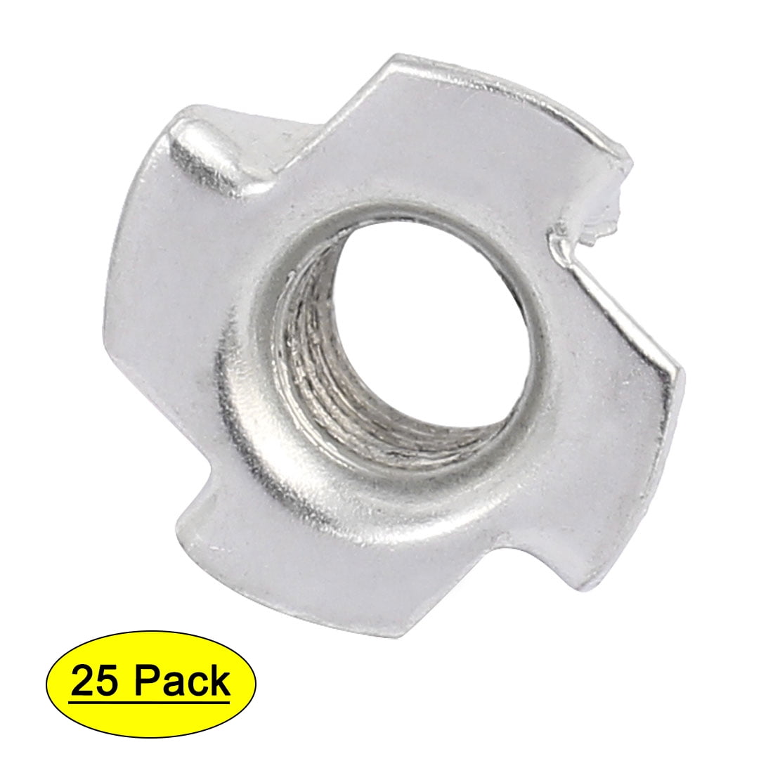 M10x10.5mm Four Pronged Tee Nuts Captive Blind Inserts 25pcs for Wood