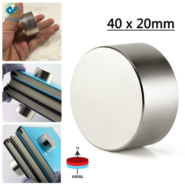 Deago 40x20mm Super Strong Neodymium Rare Earth Disc Magnet, Magnet Disc, N52 Most Powerful Round Magnets - One Piece - Walmart.com