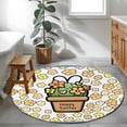 thumbnail image 3 of Round Rug 3.3Ft Washable Non-Slip, Easter Circle Area Rugs for Living Room Bedroom, Bunny Ears Spring Yellow Flowers Potted Plant Pastoral Indoor Floor Mats Carpet Runner for Home Decor Aesthetic, 3 of 8