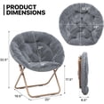 thumbnail image 3 of Round Folding Faux Fur Saucer Chair,Moon Chair for Bedroom Living Room Dorm Garden Courtyard Foldable Metal Frame Oversized Large Comfy Furry Padded Soft Lazy Cozy Lounge Chair for Adults,Grey, 3 of 8