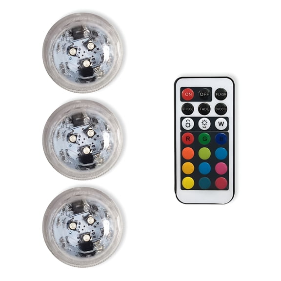 HIBIBUD Submersible LED Lights with Remotes,Waterproof Tea Lights Candles Battery Operated RGB Color Changing Small LED Light for Vase Pool Pond Lantern Halloween (3 pack)