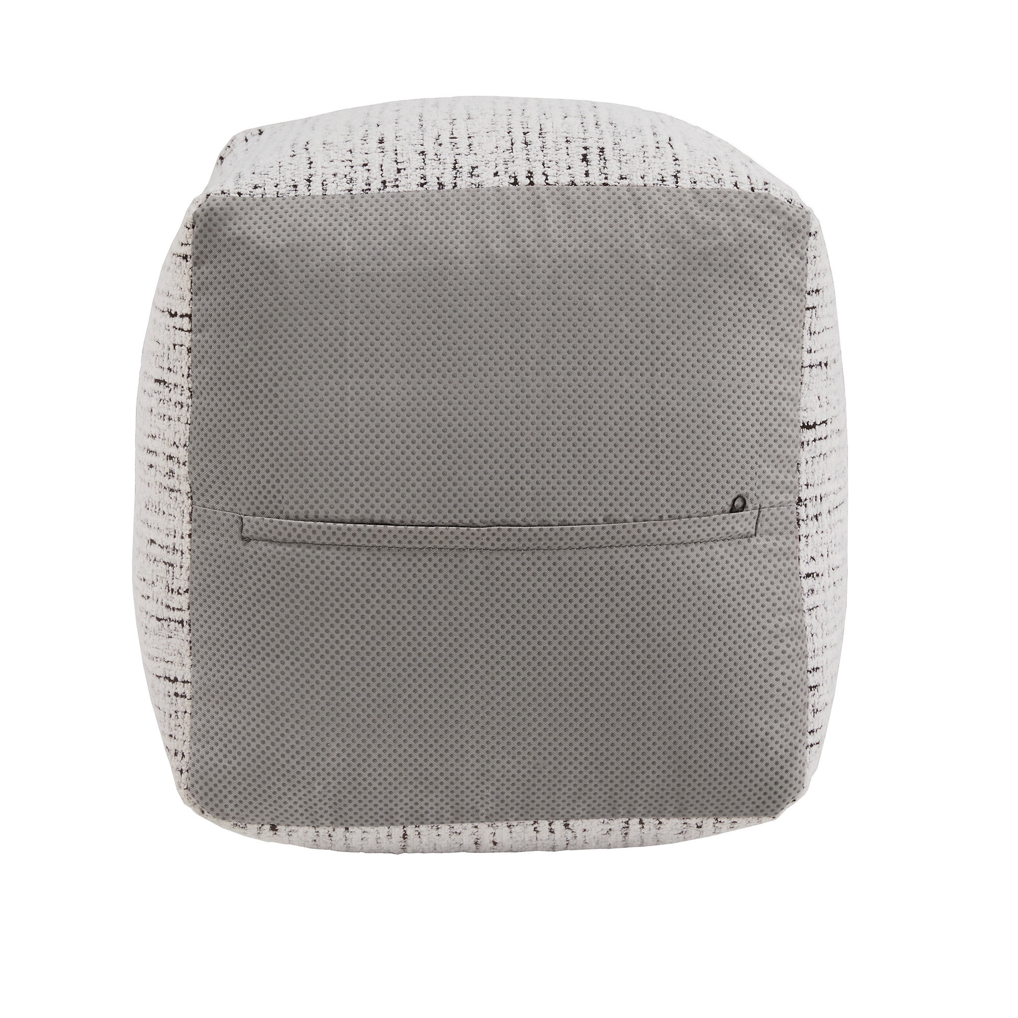 Weston Home Dinant Upholstered Square Pouf Ottoman, Black & White Tweed Chenille