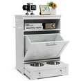 thumbnail image 1 of Gymax Pet Feeding Station Furniture w/ Double Pull Out Dog Bowl Food Cabinet White, 1 of 10