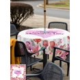 thumbnail image 5 of Outdoor Tablecloth with Umbrella Hole for Patio/Picnic/Party/Camping, Mother's Day Waterproof Table Cloth Square Cover Washable, Spring Watercolor Flowers Purple Love Heart (54"x 54"), 5 of 9