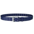 thumbnail image 5 of Falari Men's Double Holes Genuine Leather Belt Double Prong Jeans Belt Blue Small, 5 of 6