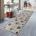 thumbnail image 2 of LR Home Daisey 2'3" x 6'9" Blue/Gray Trellis Wool Indoor Runner Area Rug, 2 of 6