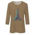 thumbnail image 4 of Pompotops T-shirt Ample Imprimé Mode Femme Manches 3/4 Blouse Col Rond Hauts Décontractés Liquidation, 4 of 4