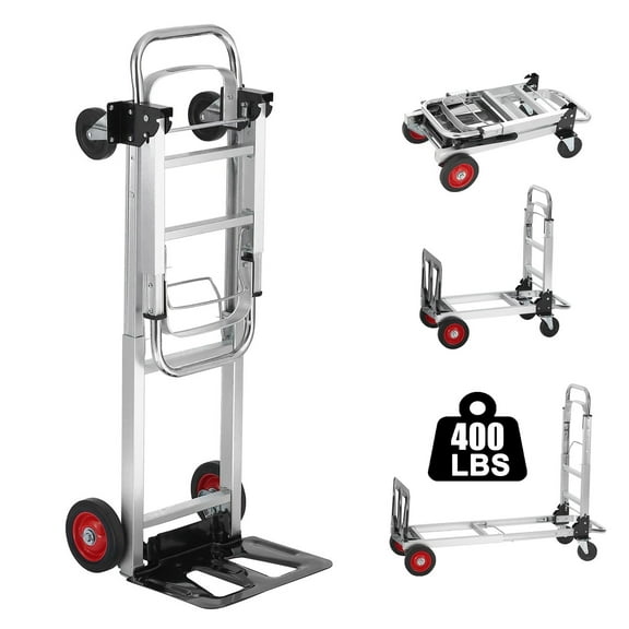 SHENGJINSH 2 in 1 Hand Truck Dolly, 400LBS Portable Moving Dolly Cart, Foldable Hand Truck, Heavy Duty Industrial Collapsible Cart with Retractable Handle