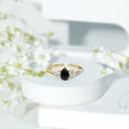 thumbnail image 3 of Rosec Jewels Black Spinel Engagement Ring with Diamond Trio, Pear Cut Spinel and Diamond Ring, 10K Yellow Gold, US 11.00, 3 of 9