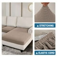 thumbnail image 4 of Turquoize 3-Piece Separate Slipcovers Textured Grid Stretch Non-Slip L Shape Sofa Seat Covers for Both Left/Right Sectional Couch (Seat Only: 1 Chaise + 2 Sofa,Sand）, 4 of 8